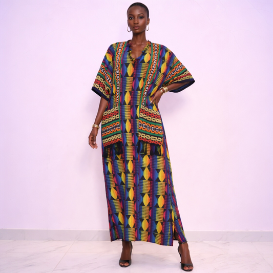 The 'IKENGA DRESS' Ankwete hand woven kaftan dress