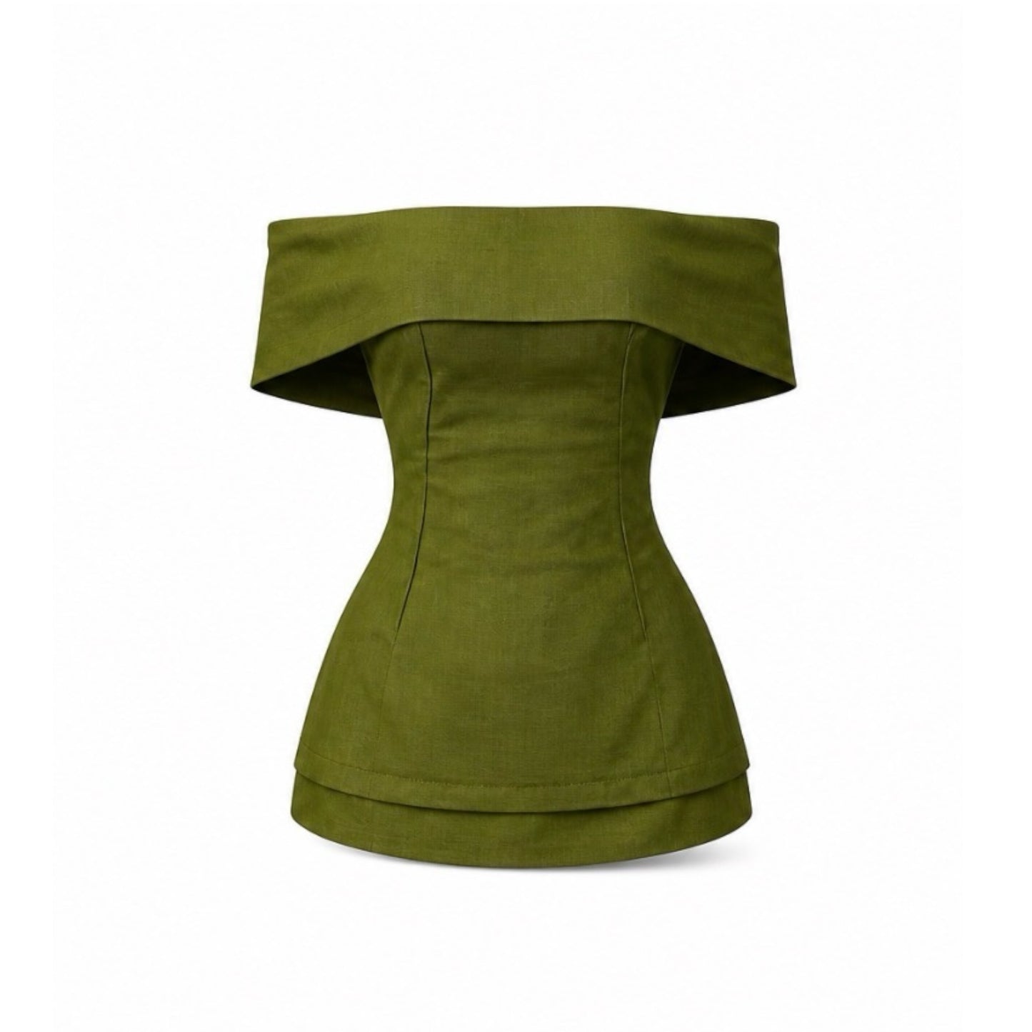 The 'GAIA SET' Olive Linen Off Shoulder co-ord Set