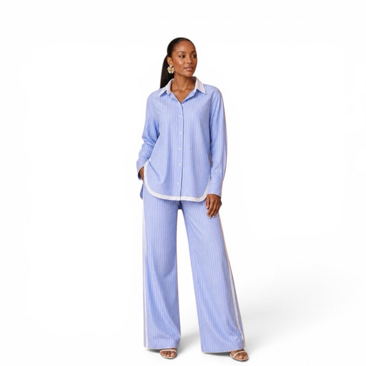 Azure pinstripe Co-ord set