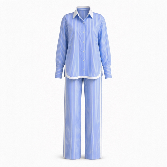 Azure pinstripe Co-ord set