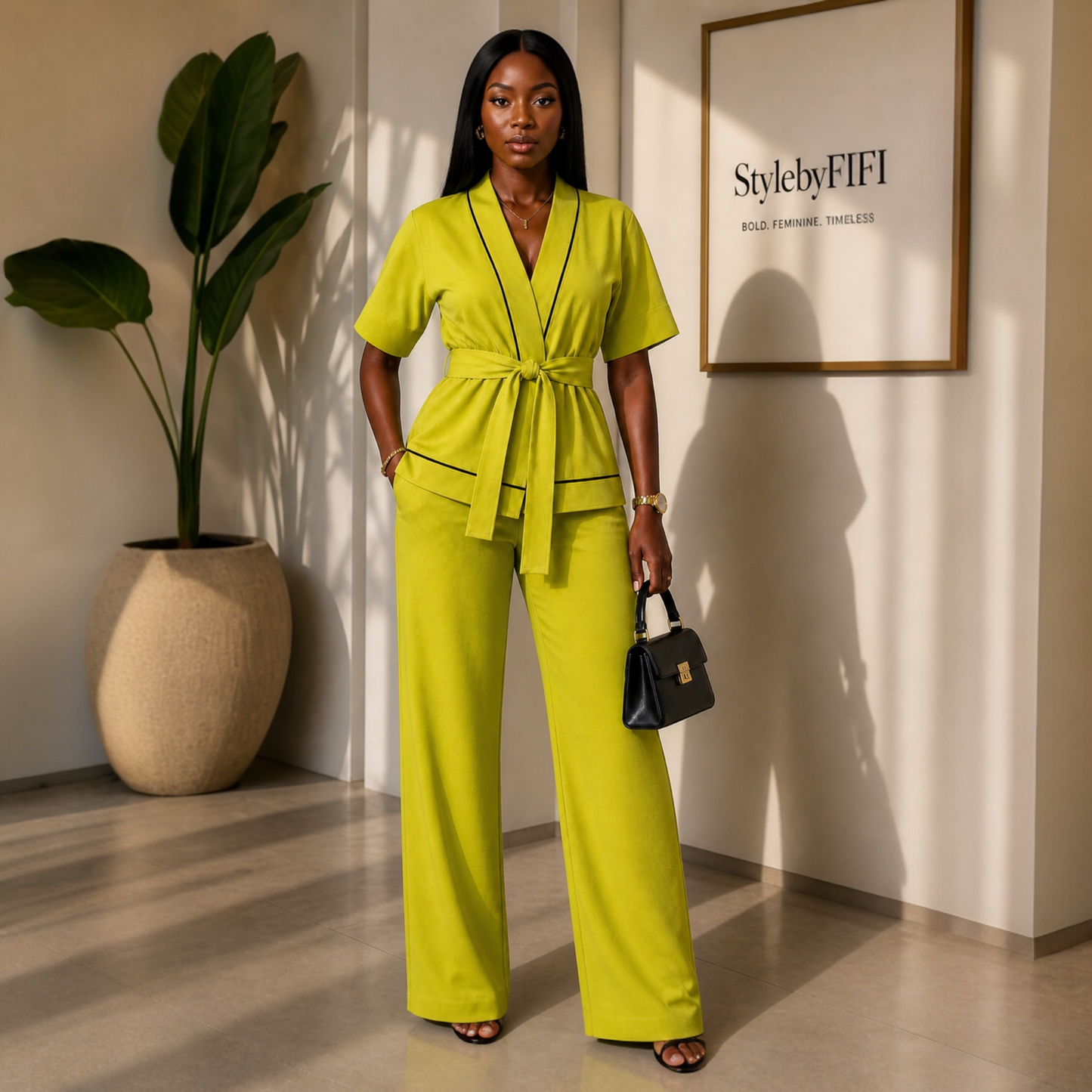 Lime Luxe Kimono Co-ord Set.